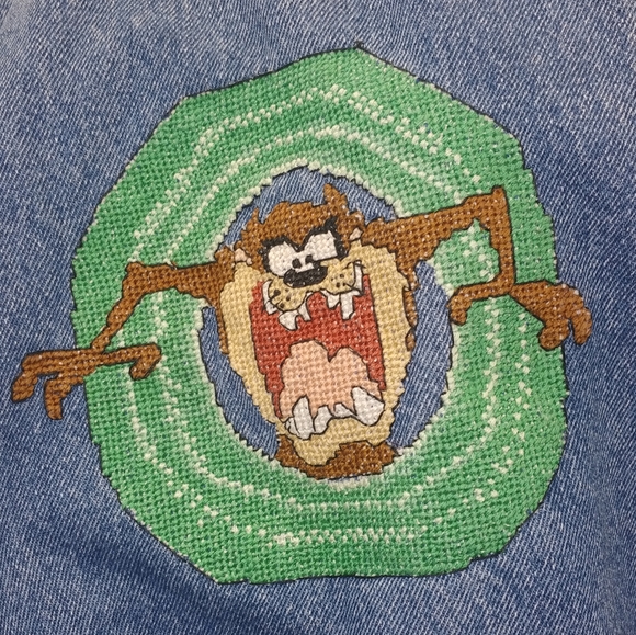 Jean Jacket Hand Stitched Looney Toons